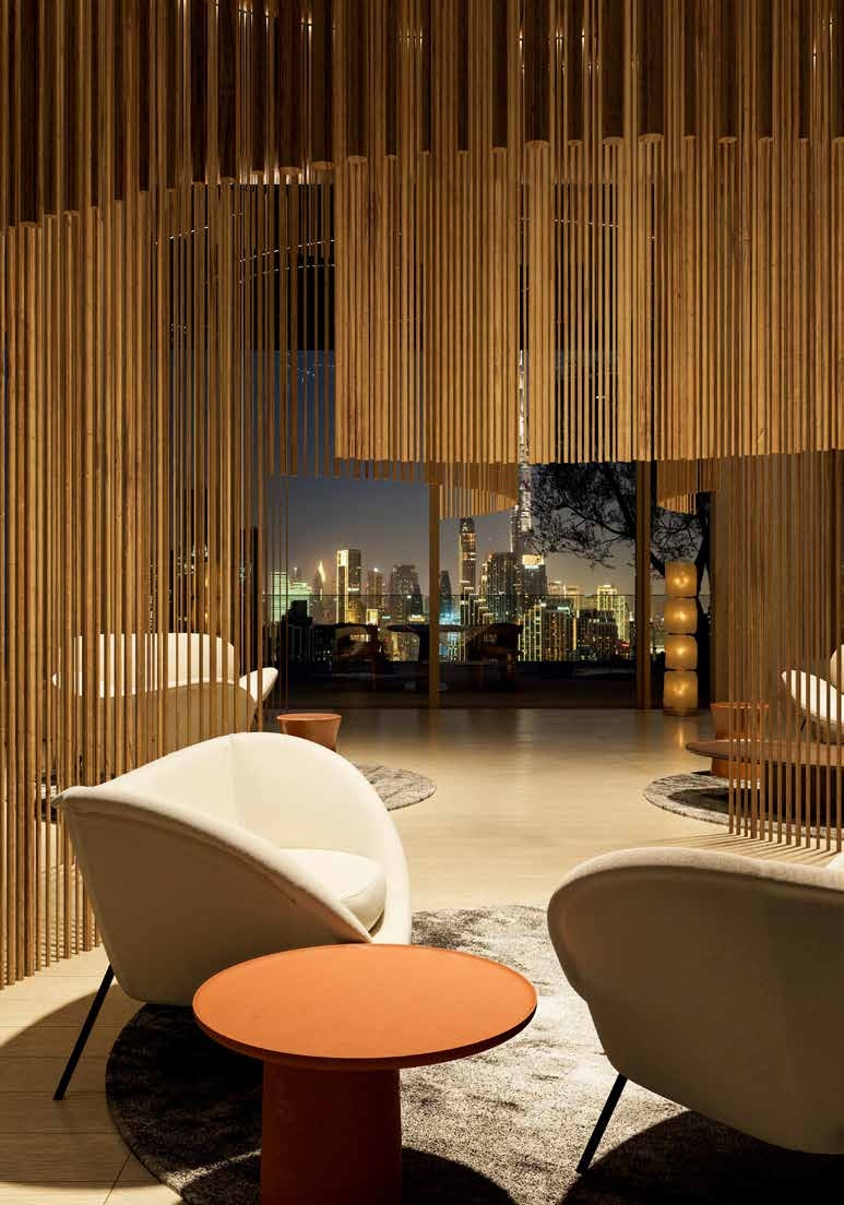 Private lounge with Dubai skyline view